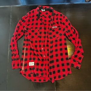 Fearless Made in USA Small Black and Red Classic Flannel Checkered Street Zipper